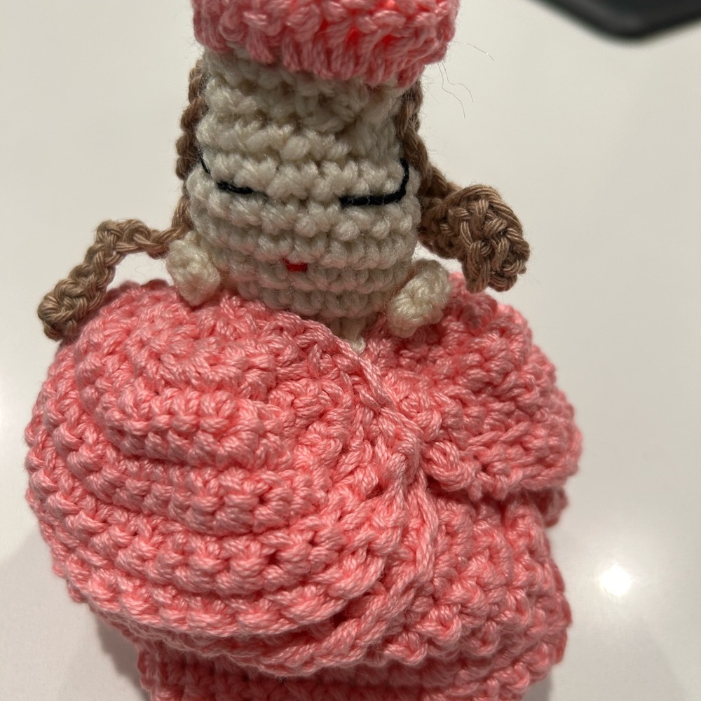 Handmade Crochet Doll in Pink Dress